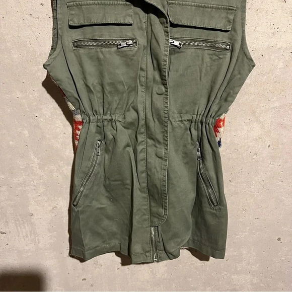 Thread & Supply Green Utility Vest With Southwestern Knit Back Size XS Aztec - Picture 3 of 9